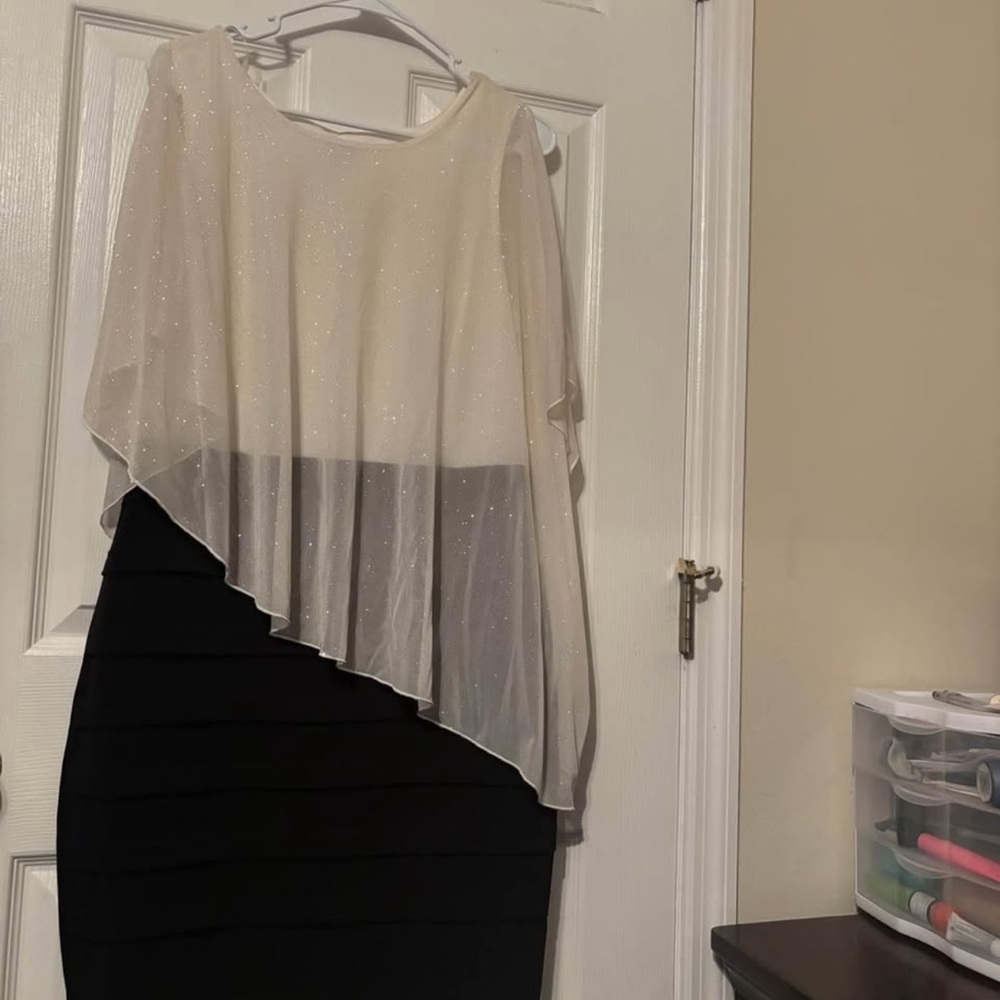 Elegant Black and White Asymmetrical Dress